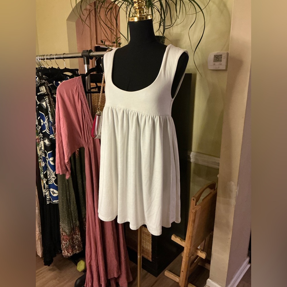Free People Beach Mazarine Mini Dress  Ivory Sleeveless Babydoll Dress - Picture 2 of 3